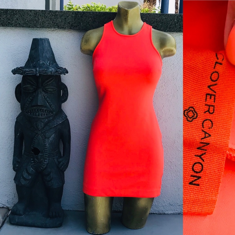 CLOVER CANYON Orange Bodycon SCUBA Mini DRESS Small